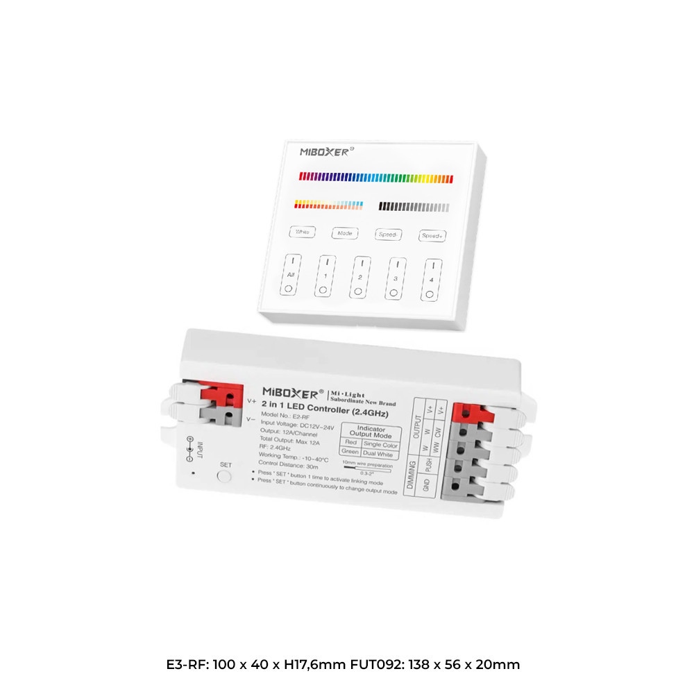 Pack Controladora LED CCT - RGB - 12-24V + Panel Control Remoto - 2,4GHz