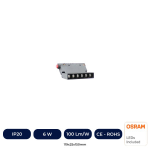 Foco LED 6W orientable para carril magnético 48V chip OSRAM UGR17