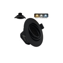 Encastré LED 7W Circulaire Noir - Orientable - Couleur CCT Sélectionnable