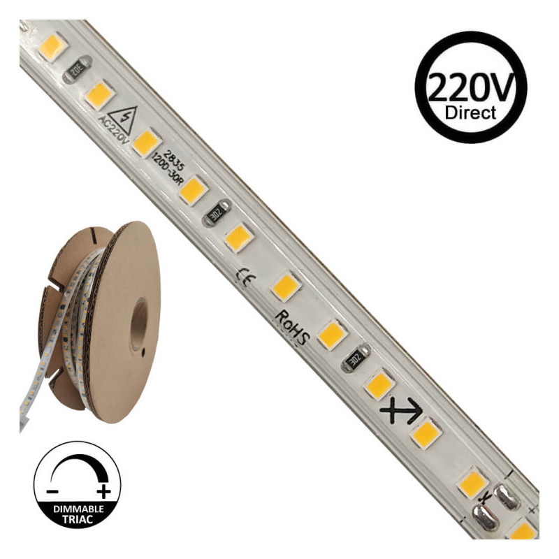 Ruban LED 20m - 220V 14W/m 120xLED/m Coupe tous les 10cm
