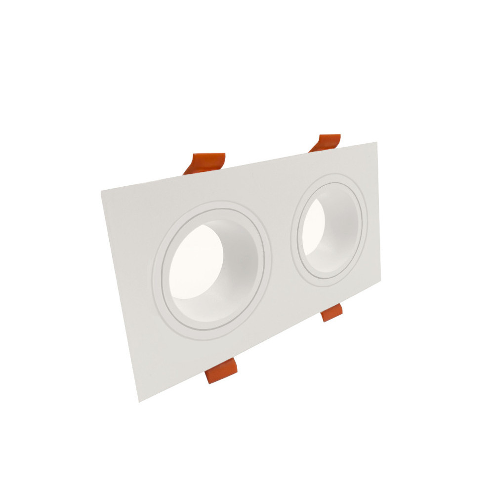 Aro marco doble cuadrado orientable para GU10 Blanco