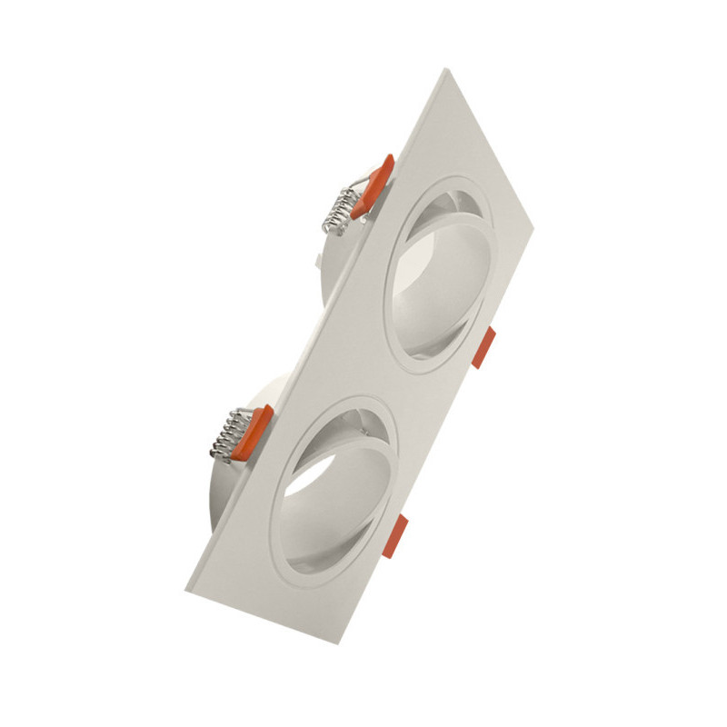 Aro marco doble cuadrado orientable para GU10 Blanco