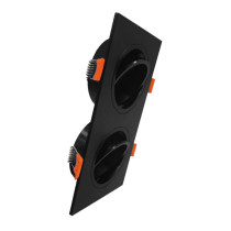 Aro marco doble cuadrado orientable para GU10 Negro