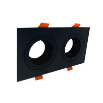 Aro marco doble cuadrado orientable para GU10 Negro
