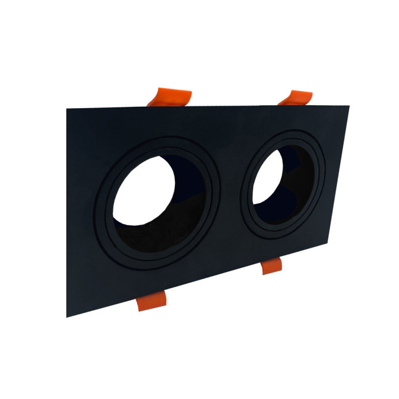 Anneau double carré réglable pour GU10 Noir