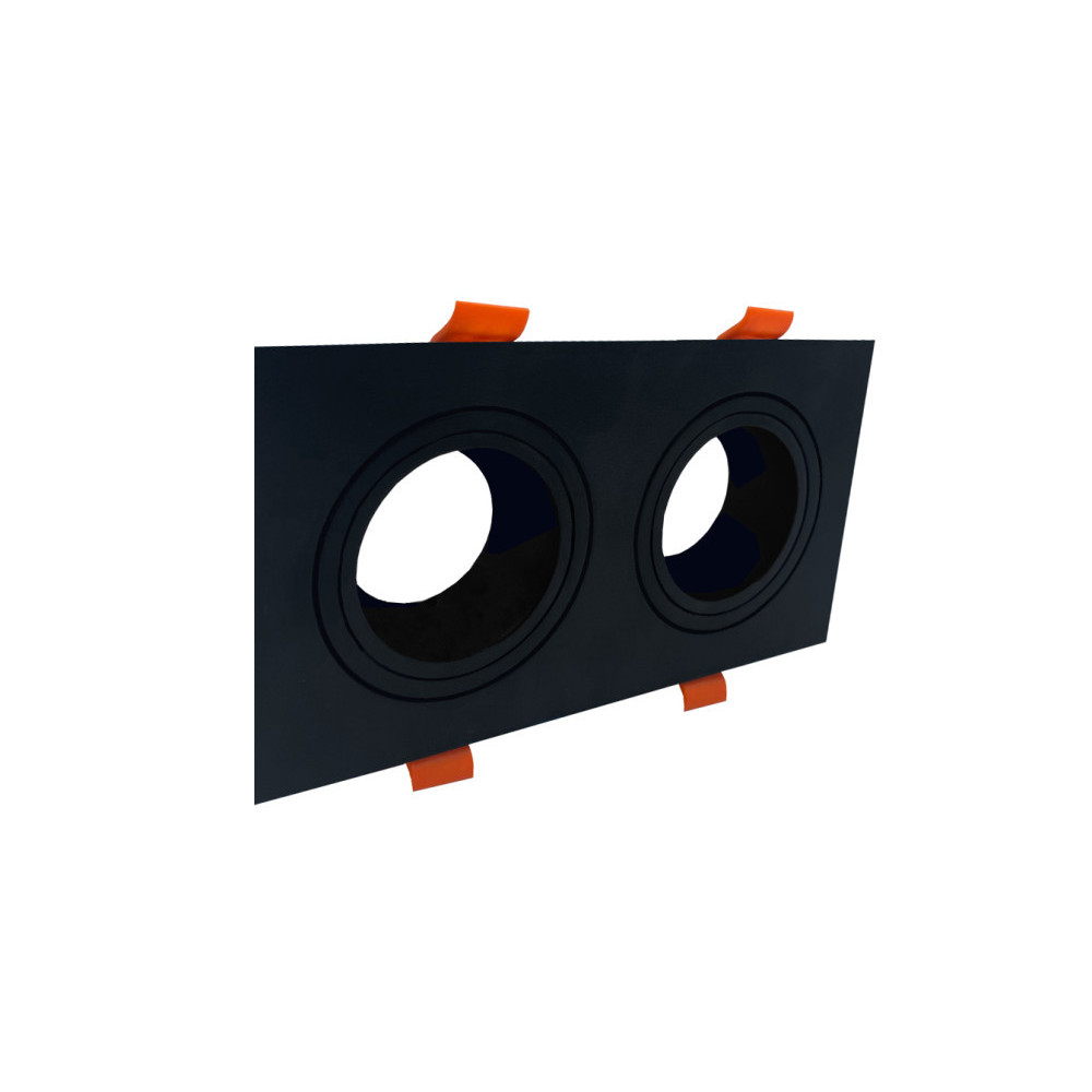 Aro marco doble cuadrado orientable para GU10 Negro