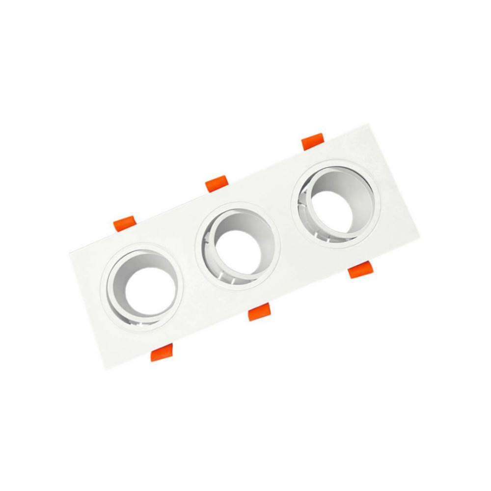 Aro marco triple cuadrado orientable para GU10 Blanco