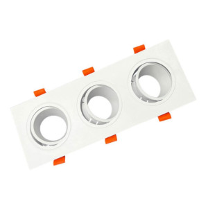 Aro marco triple cuadrado orientable para GU10 Blanco