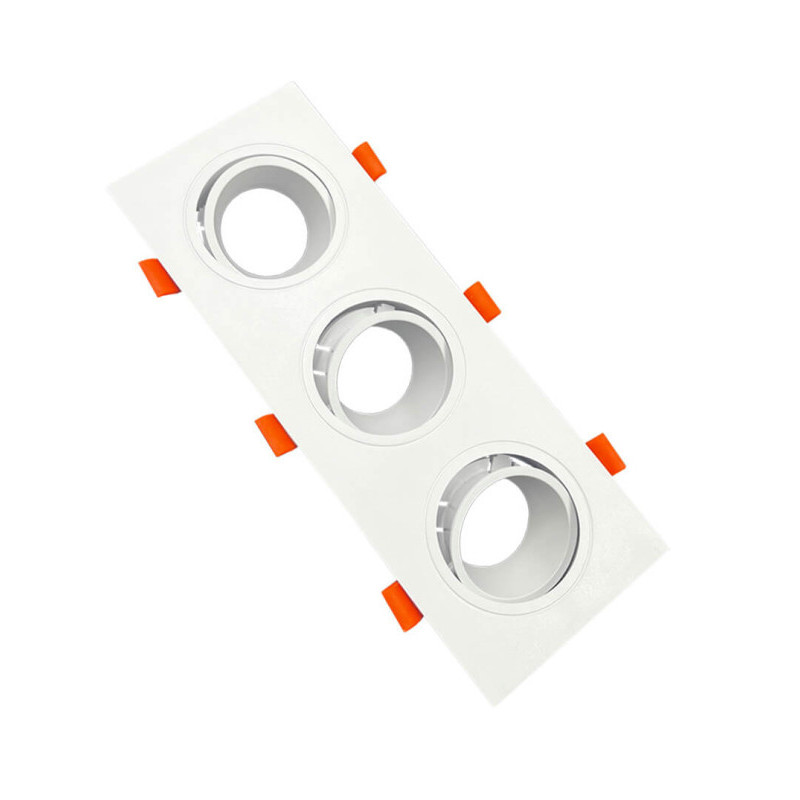 Aro marco triple cuadrado orientable para GU10 Blanco
