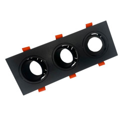 Triple anneau carré orientable pour GU10 Noir