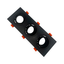 Aro marco triple cuadrado orientable para GU10 Negro