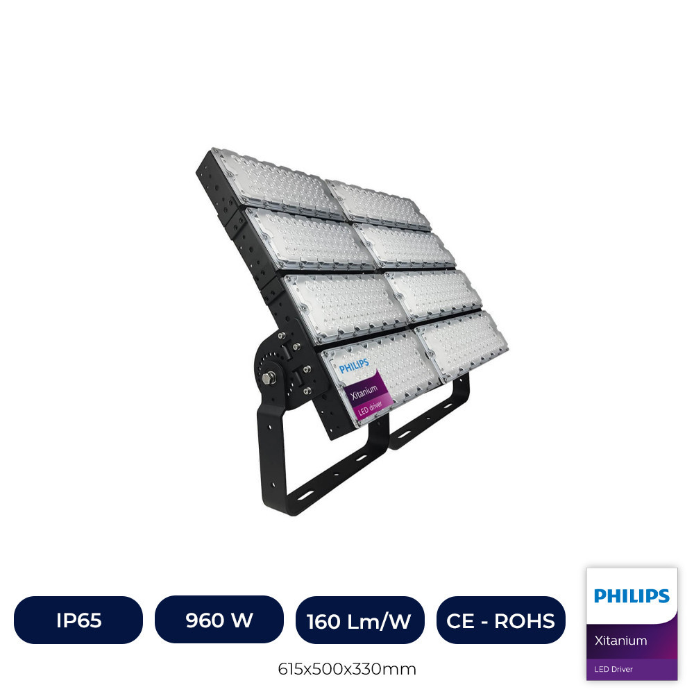 Projecteur LED 960W PHILIPS Xitanium STADIUM MATRIX Bridgelux Chip 40º - Driver Philips