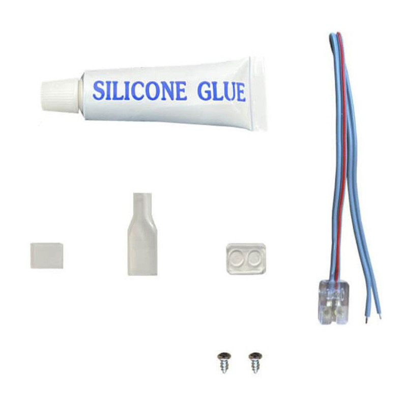 KIT colle silicone + connecteur + manchon + embout pour bande LED - 10mm