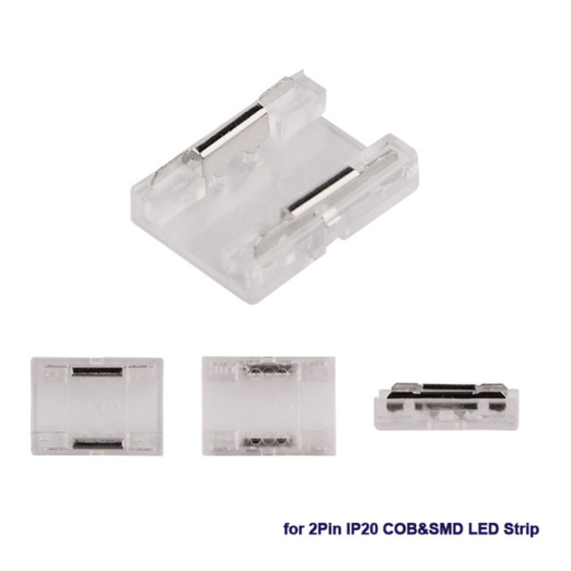 Conector transparente para unir tiras LED COB + SMD - 10mm
