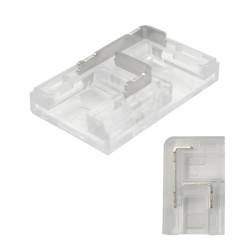 Connecteur transparent en forme de L pour la connexion de bandes LED COB + SMD - 8mm - 10mm