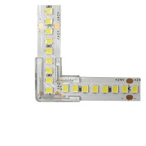 Conector transparente para unir en forma de L tiras LED COB + SMD - 10mm