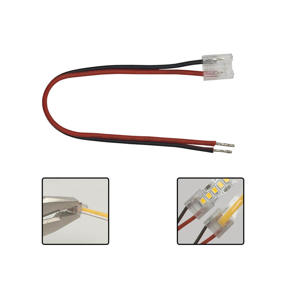 Connecteur transparent pour bandes LED COB + SMD - 8mm - 10mm