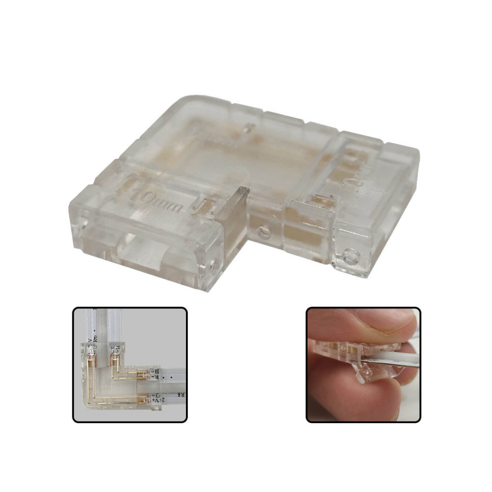 Connecteur en L pour rubans LED COB RGB - 10mm