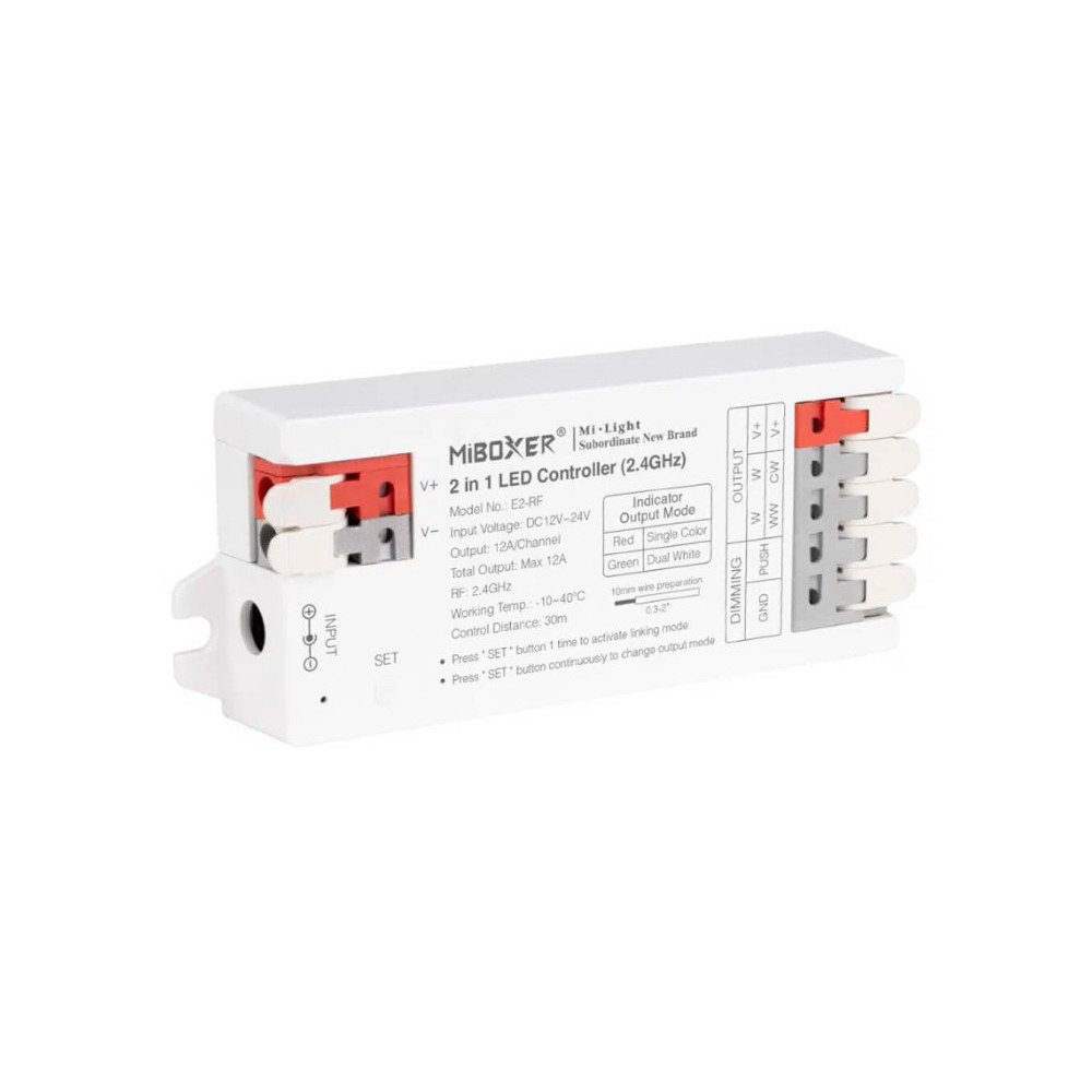 Contrôleur LED RF 2 en 1 mono-couleur + CCT - 2.4 GHz
