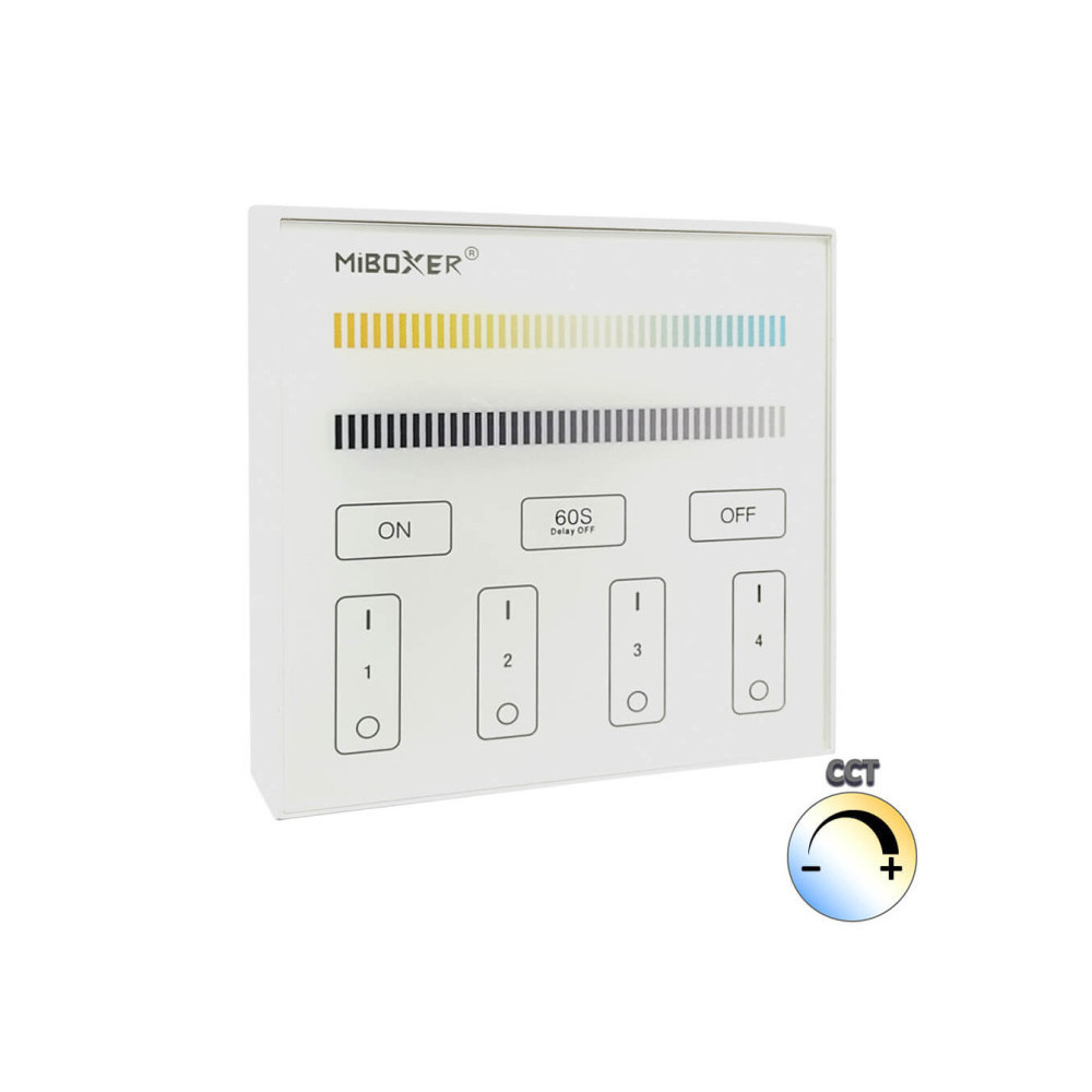 Panneau de contrôle à distance mural pour Lumières LED B2 CCT 4 zones - 2.4GHz