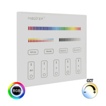 Panneau de commande tactile mural pour lampes LED RF RGB + CCT - 4 zones