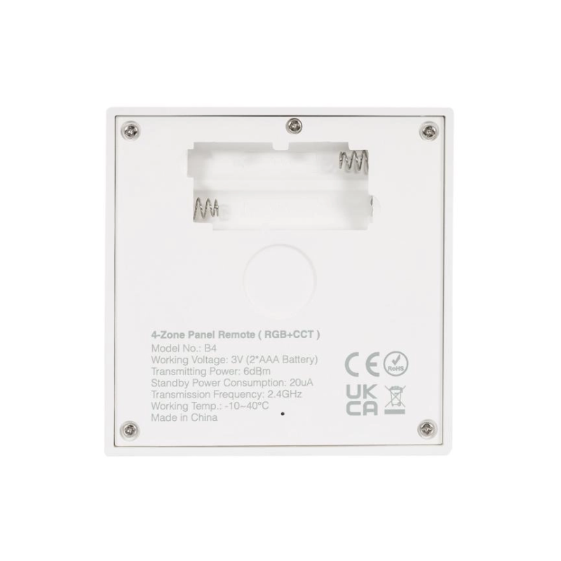 Panneau de commande tactile mural pour lampes LED RF RGB + CCT - 4 zones