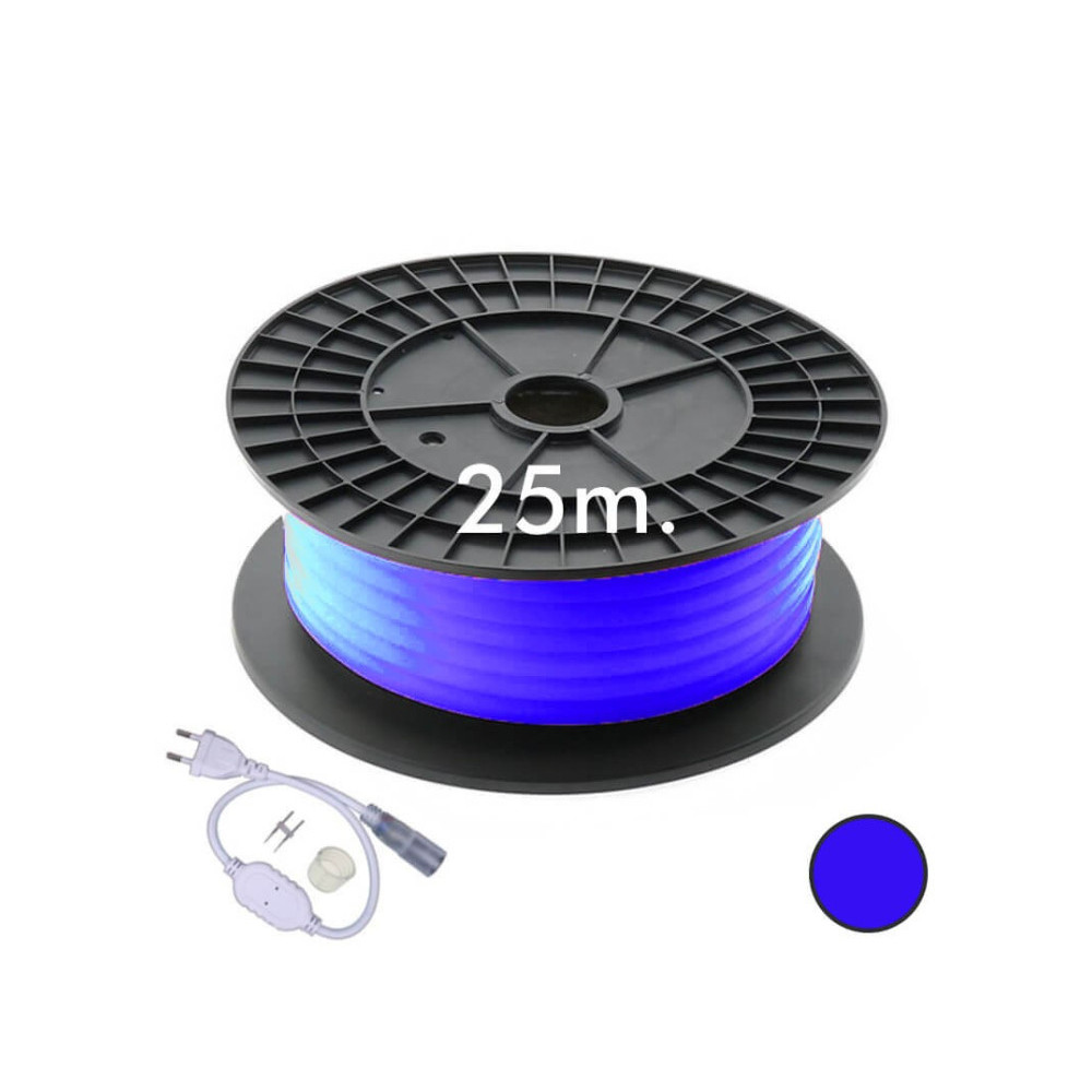 Bobine de néon LED bleu flexible - 7W/m 220V 25m