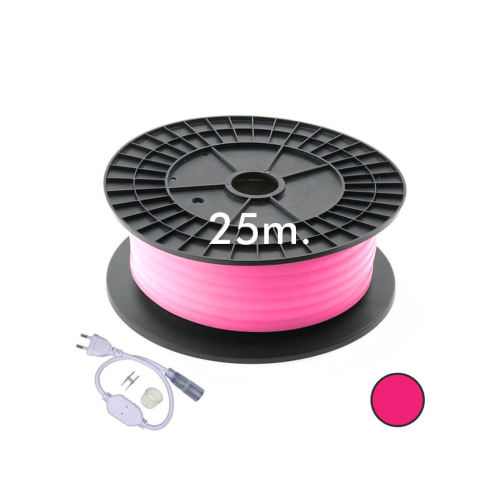 Bobine LED néon flexible rose - 7W/m 220V 25m