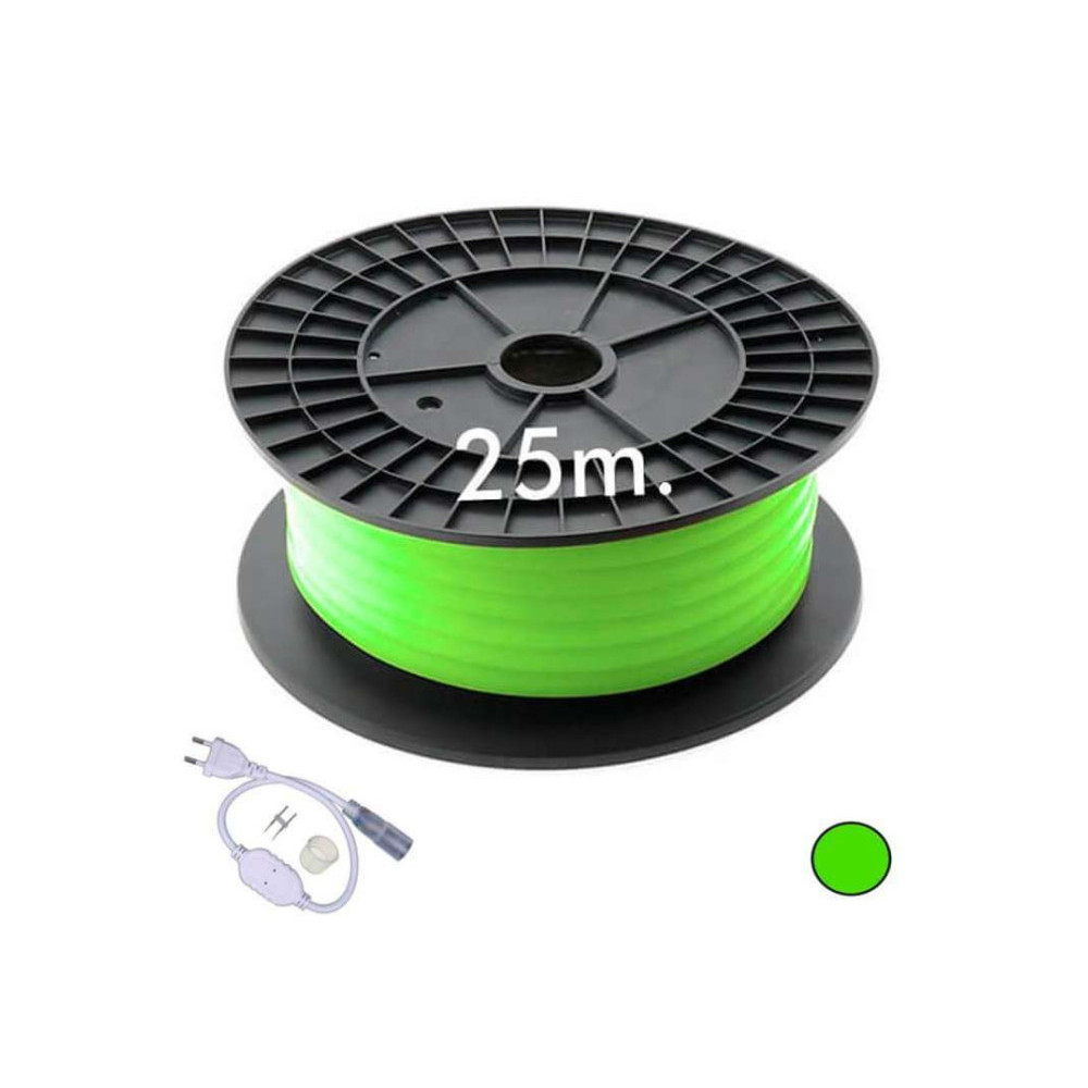 Bobine néon LED vert flexible - 7W/m 220V 25m