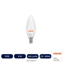 Ampoule LED Bougie 6W E14 C37 180º - OSRAM CHIP DURIS E 2835