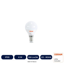 Ampoule LED 6W E14 G45 220º - OSRAM CHIP DURIS E 2835