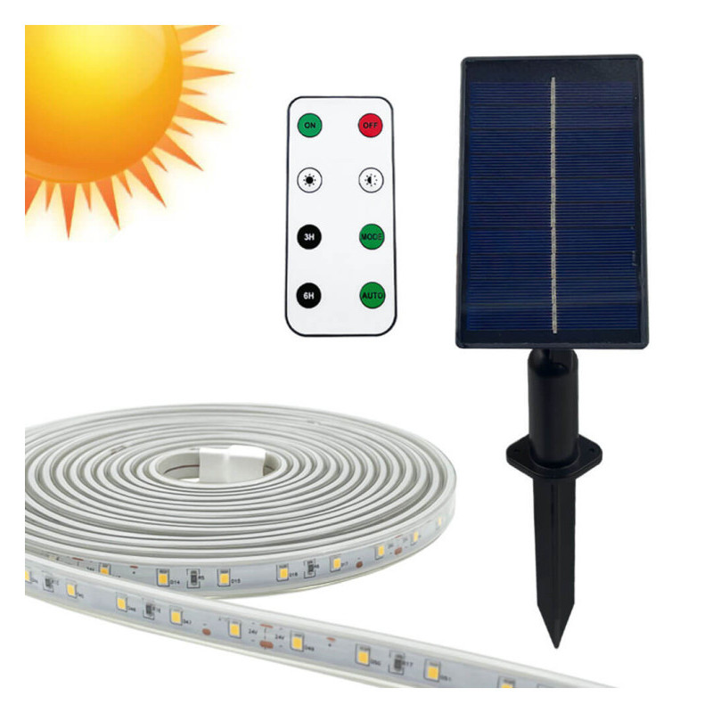 Kit de bande LED avec panneau solaire pour l'extérieur - 5m