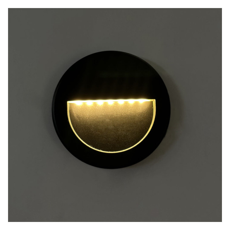 Balise LED circulaire intérieure ou extérieure noire - 3W