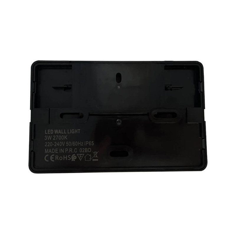 Balise LED pour l'intérieur ou l'extérieur rectangulaire noire - 3W