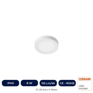 Plafón LED Superficie Circular 8W  - OSRAM CHIP DURIS E 2835