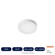 Plafonnier LED avec Surface Rond 20W  - OSRAM CHIP DURIS E 2835