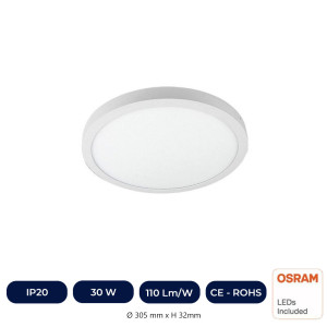 Plafón LED Superficie Circular 30W  - OSRAM CHIP DURIS E 2835