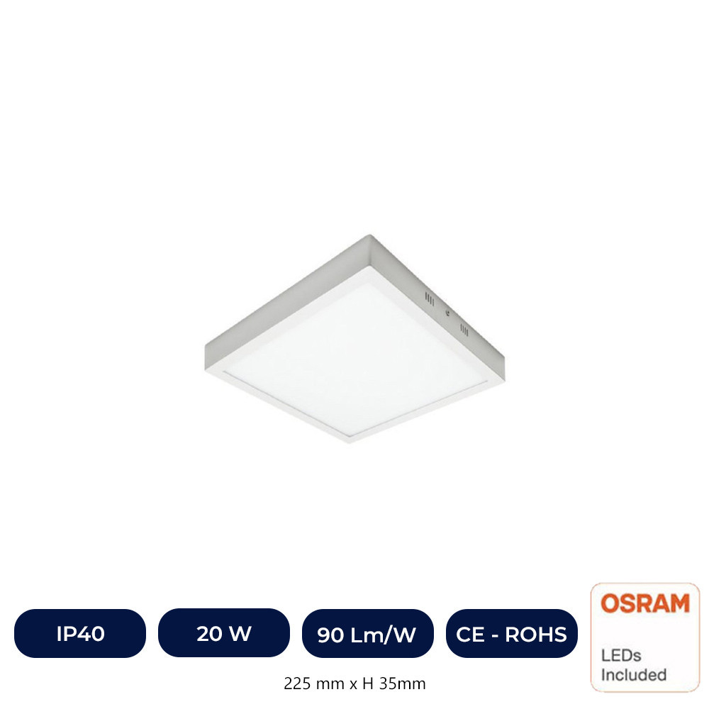 Plafón LED Superficie Cuadrado 20W  - OSRAM CHIP DURIS E 2835