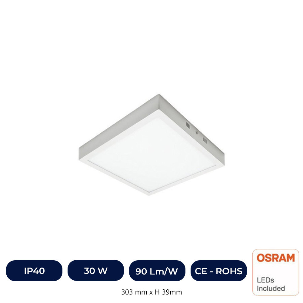 Plafonnier LED avec Surface Carré 30W  - OSRAM CHIP DURIS E 2835