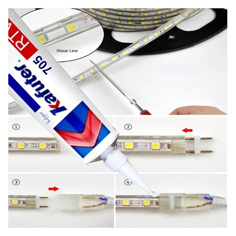Colle silicone pour Rubans LED et Composants Électroniques - IP65