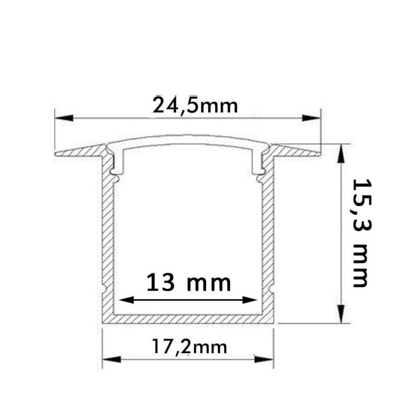 Profilé Blanc et Noir - 2 mètres - à Encastrer - Aluminium - pour LED