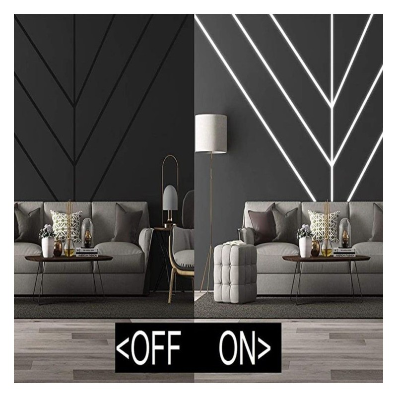 Profilé Blanc et Noir - 2 mètres - à Encastrer - Aluminium - pour LED