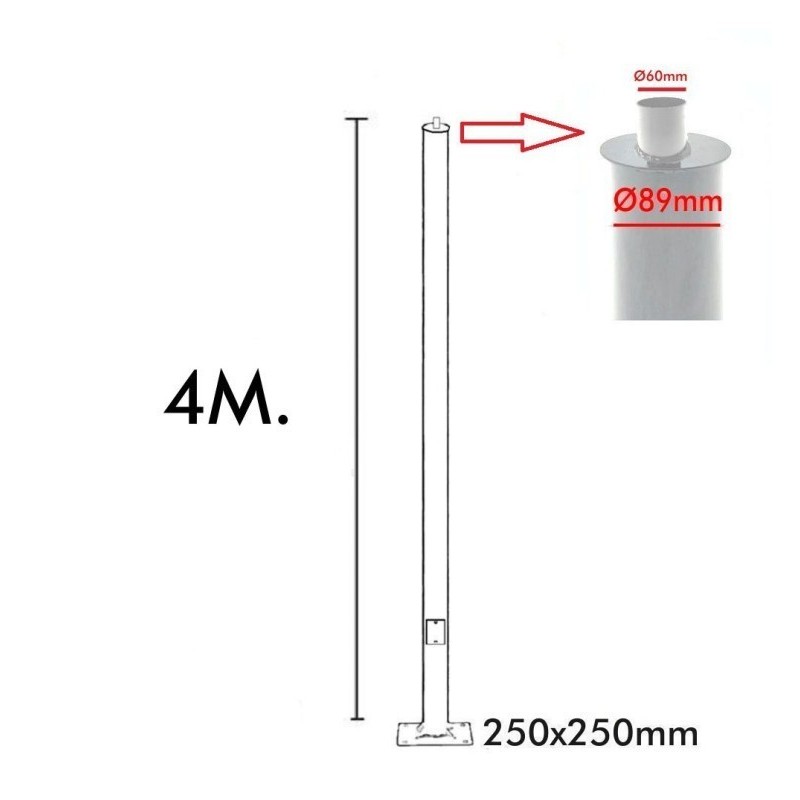 Columna GALVANIZADA STREET URBAN  -  3 metros  - 4 metros