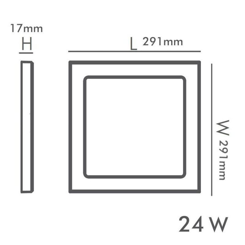 Downlight + Plafón LED - Cuadrado- MOSS NEGRO LUMILEDS- 24W AJUSTABLE - CCT Color Seleccionable