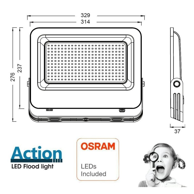 Foco Proyector LED 200W - ACTION PRO - OSRAM CHIP DURIS E2835