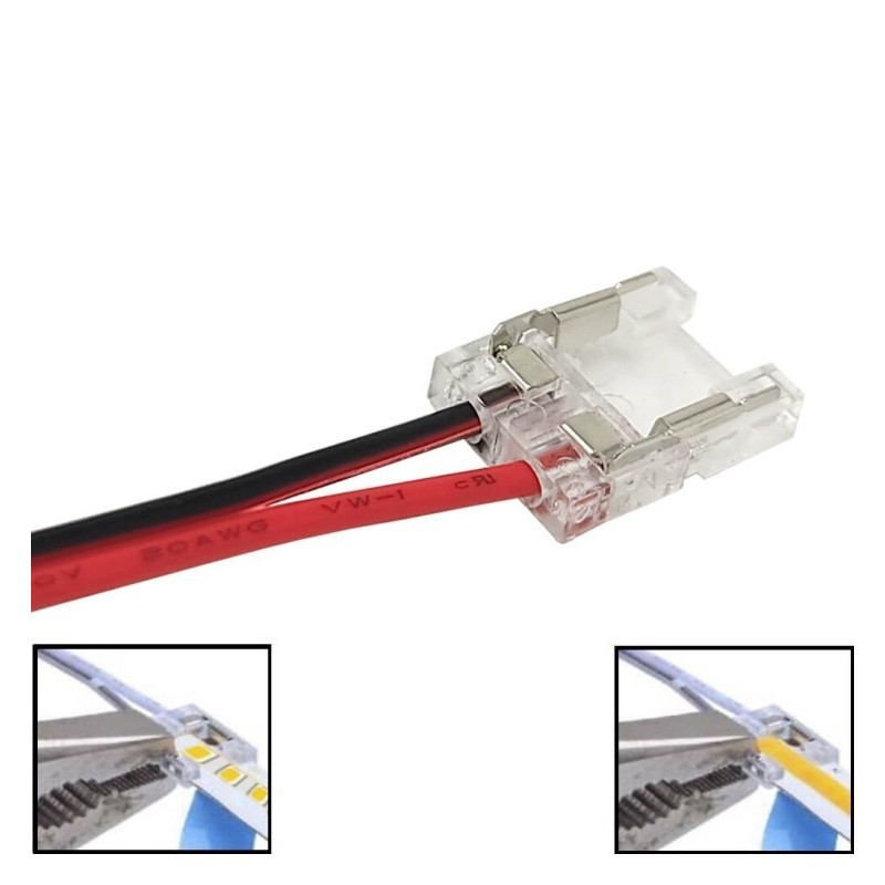 Conector Transparente Para Tiras LED COB + SMD - 10mm - IP20