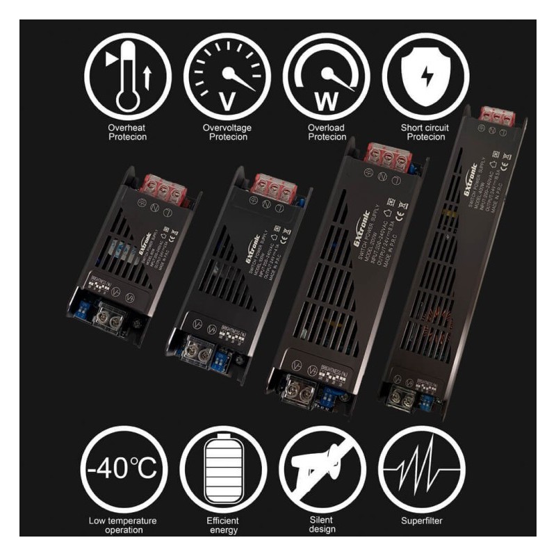 Fuente Alimentación 24V 100W 4.1A Aluminio IP20 - GXTronic