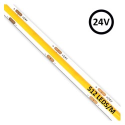 Tira LED COB 24V | 512 LED/m | 5m | 1800Lm |15W/M | CRI90 | IP20