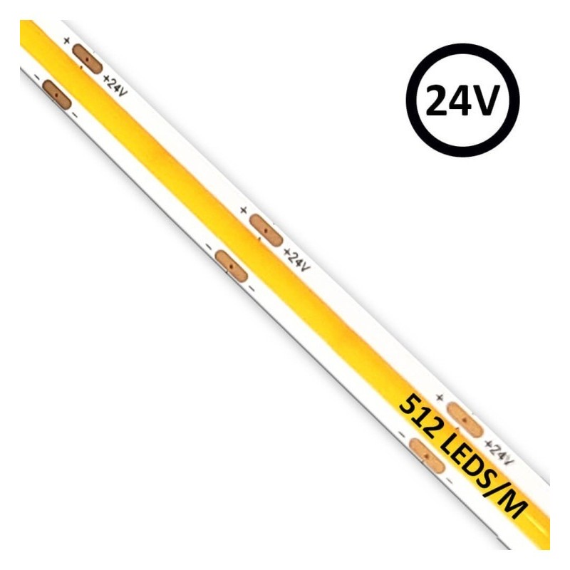 Strip LED COB 24V | 512 LED / M | 5m | Flip Chip | 1650lm | 15w / m | CRI90 | Ip20