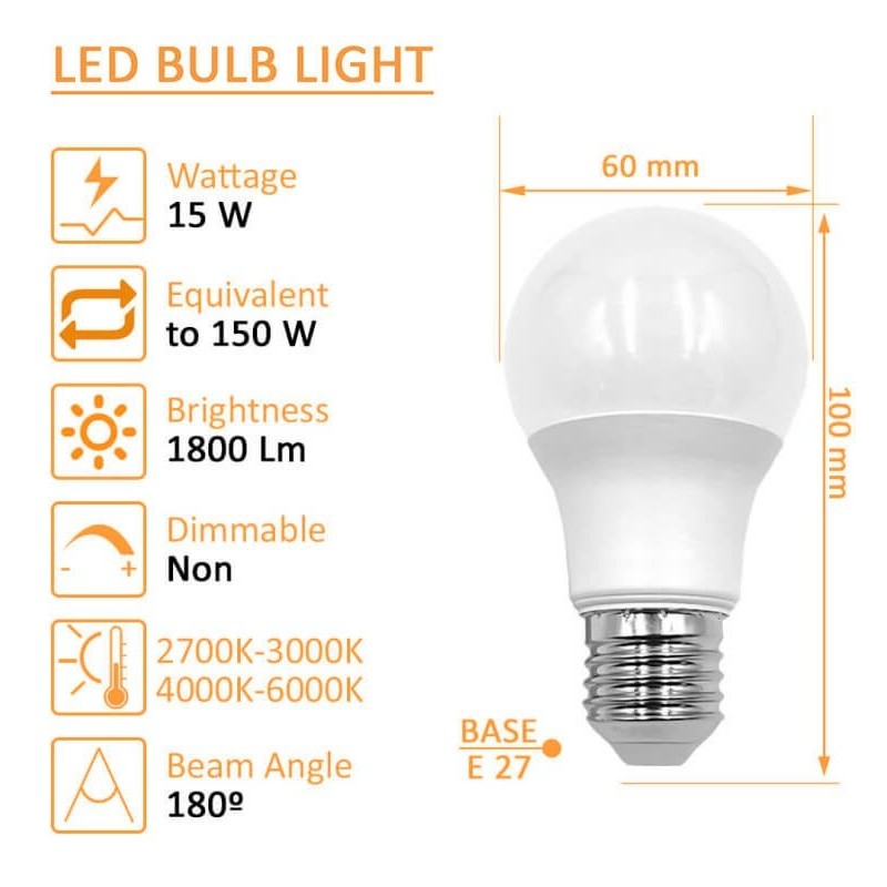 Acheter Ampoule LED 15W E27 A60 180° pour Lampes - OSRAM CHIP